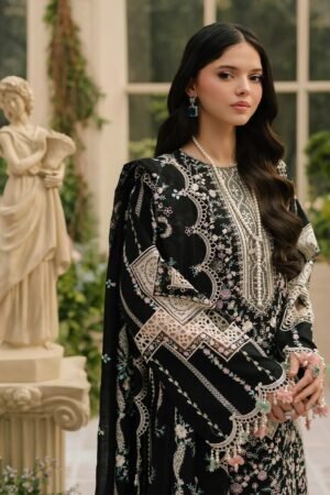 Eid Collection BIN ILYAS Embroidered lawn Three Piece BIL-06 BLACK